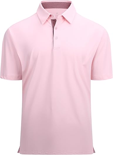 Alex Vando Mens Golf Shirt Moisture Wicking Quick-Dry Solid Short Sleeve Polo Shirts for Men