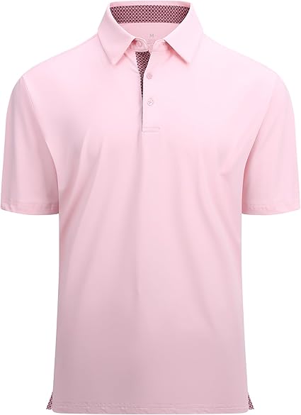 Alex Vando Mens Golf Shirt Moisture Wicking Quick-Dry Solid Short Sleeve Polo Shirts for Men
