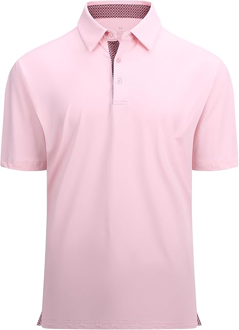 Alex Vando Mens Golf Shirt Moisture Wicking Quick-Dry Solid Short Sleeve Polo Shirts for Men