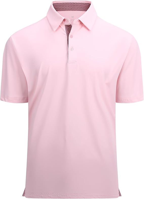 Alex Vando Mens Golf Shirt Moisture Wicking Quick-Dry Solid Short Sleeve Polo Shirts for Men