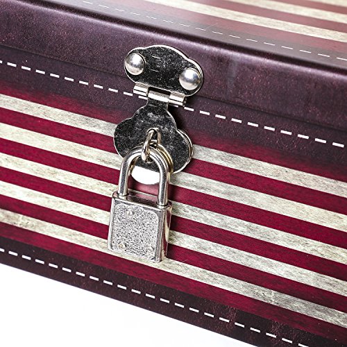 Mygift Decorative Storage Box, Retro Style American Flag Tin Metal Keepsake Box With Lid And Padlock #TOP4