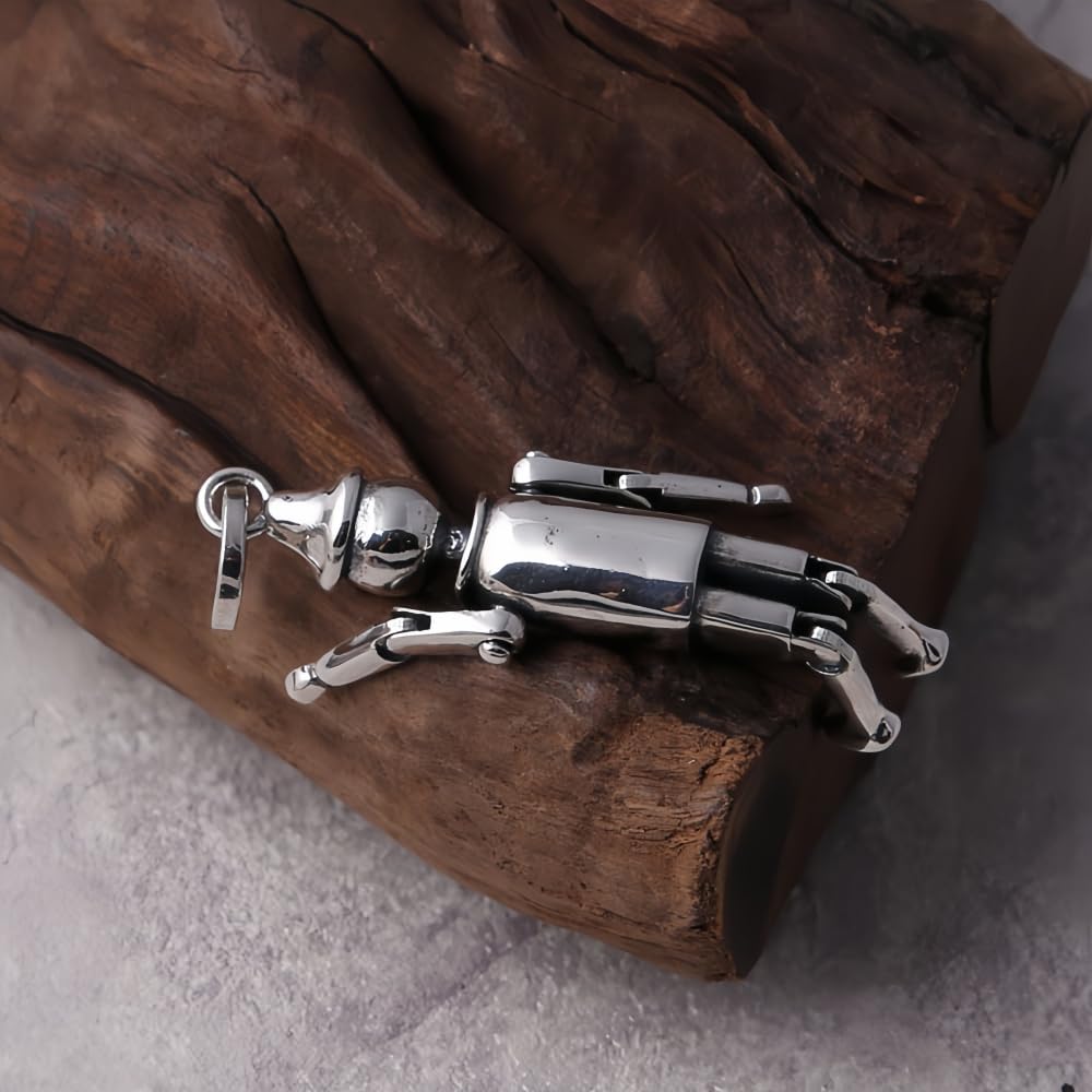 ForFox Ciondolo Pupazzo burattino Pinocchio in Argento Sterling 925 Vintage per Uomo Donna