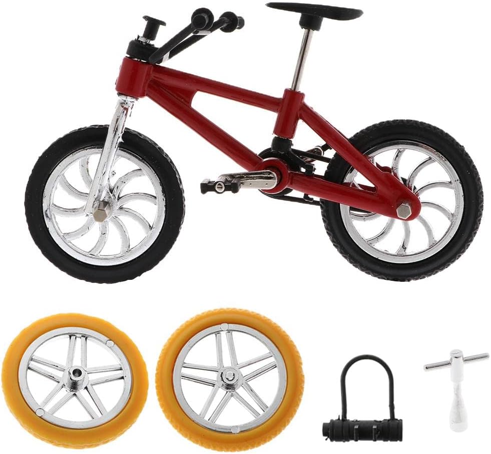Alloy Mini Finger BMX Bikes Toy W/ 2X Spare Tire Bicycle Diecast Models Red