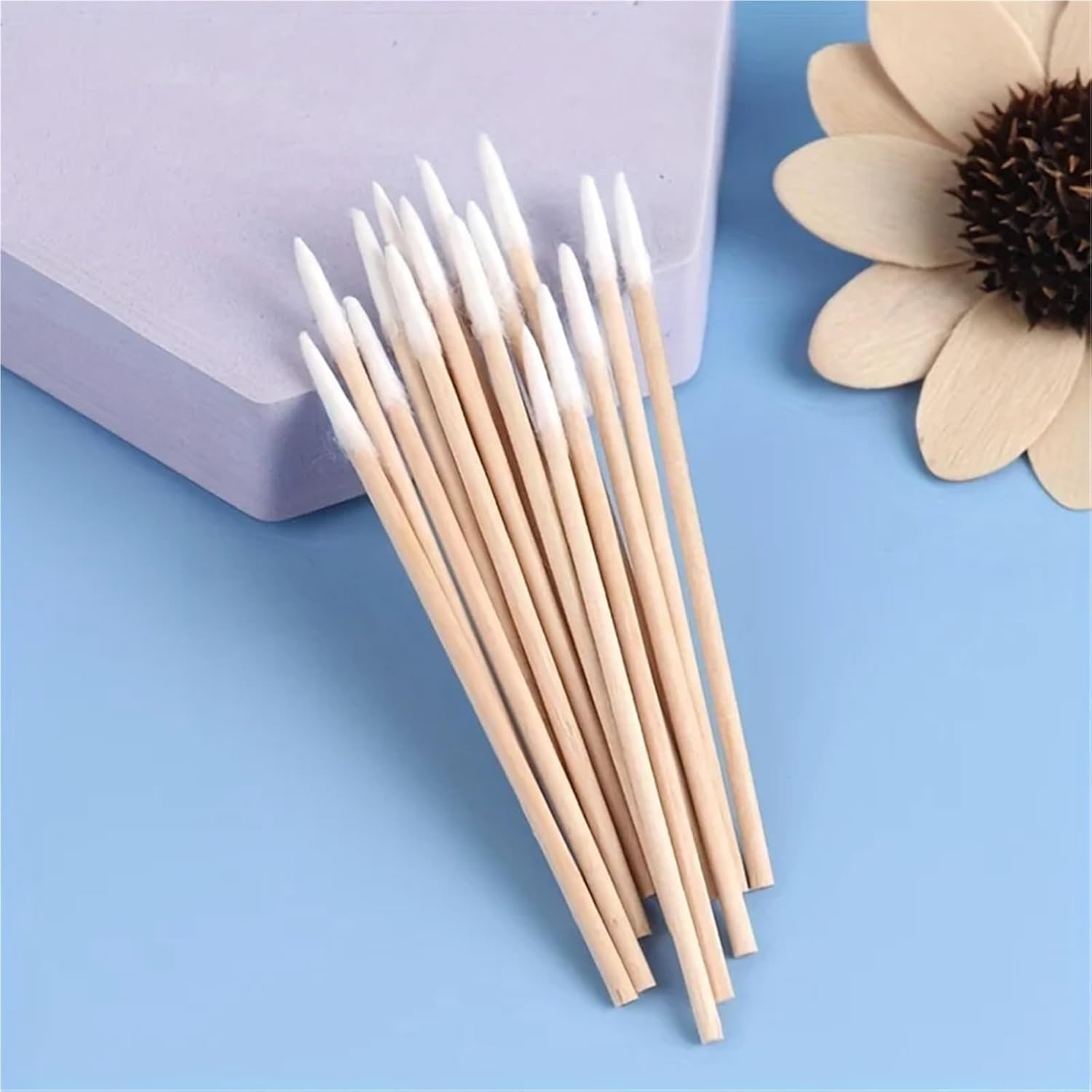 Nails Wood Cotton Swab 1500PCS Disposable Mini Wooden Handle Cotton Swabs Makeup Eyelash Nail Multi-functional Pointed(1500PCS)