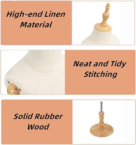 Miniatura 3 de Forma de vestido con brazos de madera, maniquí de torso y cuerpo y busto, maniki para ropa, bufanda, escaparate, tienda, 2-3 años