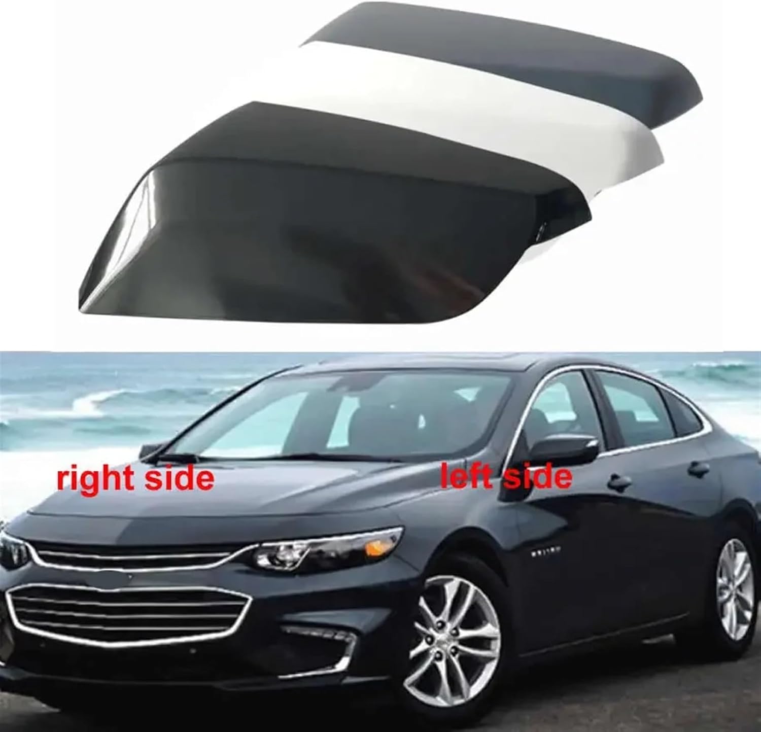 Compatible For Malibu XL 2016 2017 2018-2022 Car Outer Rearview Mirror Cover Side Rear View Mirrors Shell Housing Color Painted (Color : 1pcs black right)
