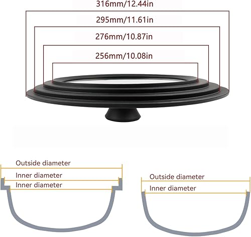 Miniatura 2 de Tapa de vidrio templado, tapa de silicona universal, resistente al calor, tapa de olla para ollas, sartenes y sartén con borde de silicona