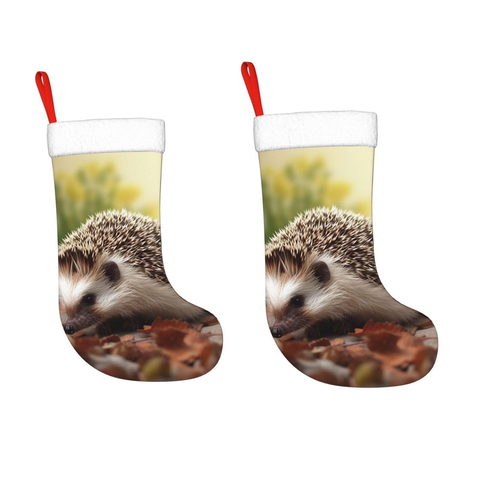 KLOPH 2 Pack 18 Inches Christmas Stockings Personalized Hedgehog Xmas Stocking Hanging Decoration Fireplace Stocking for Holiday Xmas Tree Christmas Fireplace Decor Gifts