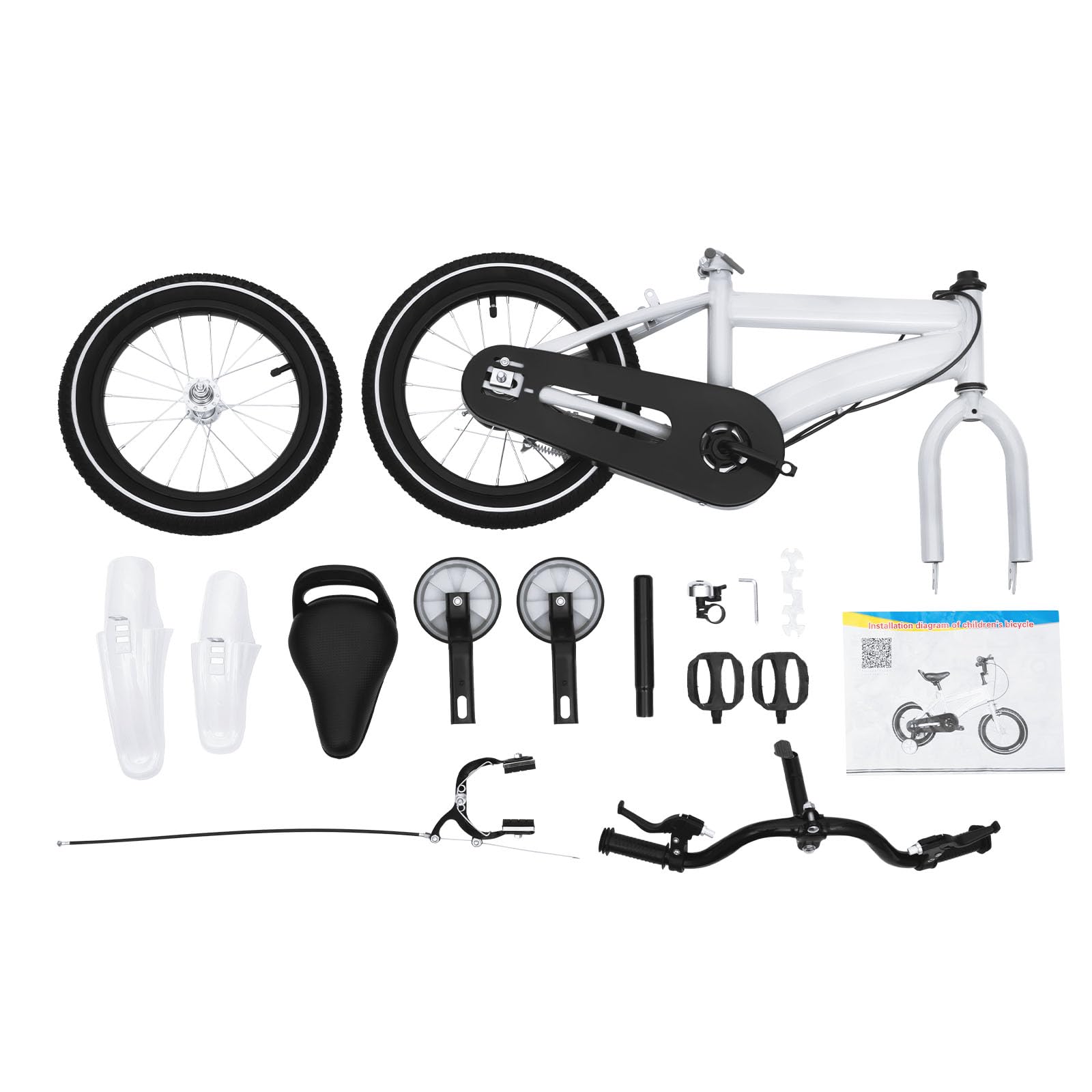 Bicicletta per bambini da 14 pollici bici per bambini con seggiolino e ruote stabilizzatrici& cestino Bike per bambini da 3 a 7 anni