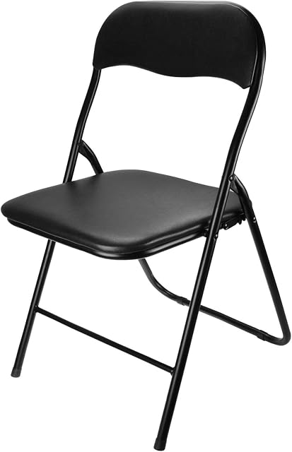 ALBERT AUSTIN Deluxe Folding Chair Faux Leather Padded with Heavy Duty Steel Metal Frame, Folding for Office Chair, Computer Desk Chairs, Home Office, Camping Chairs