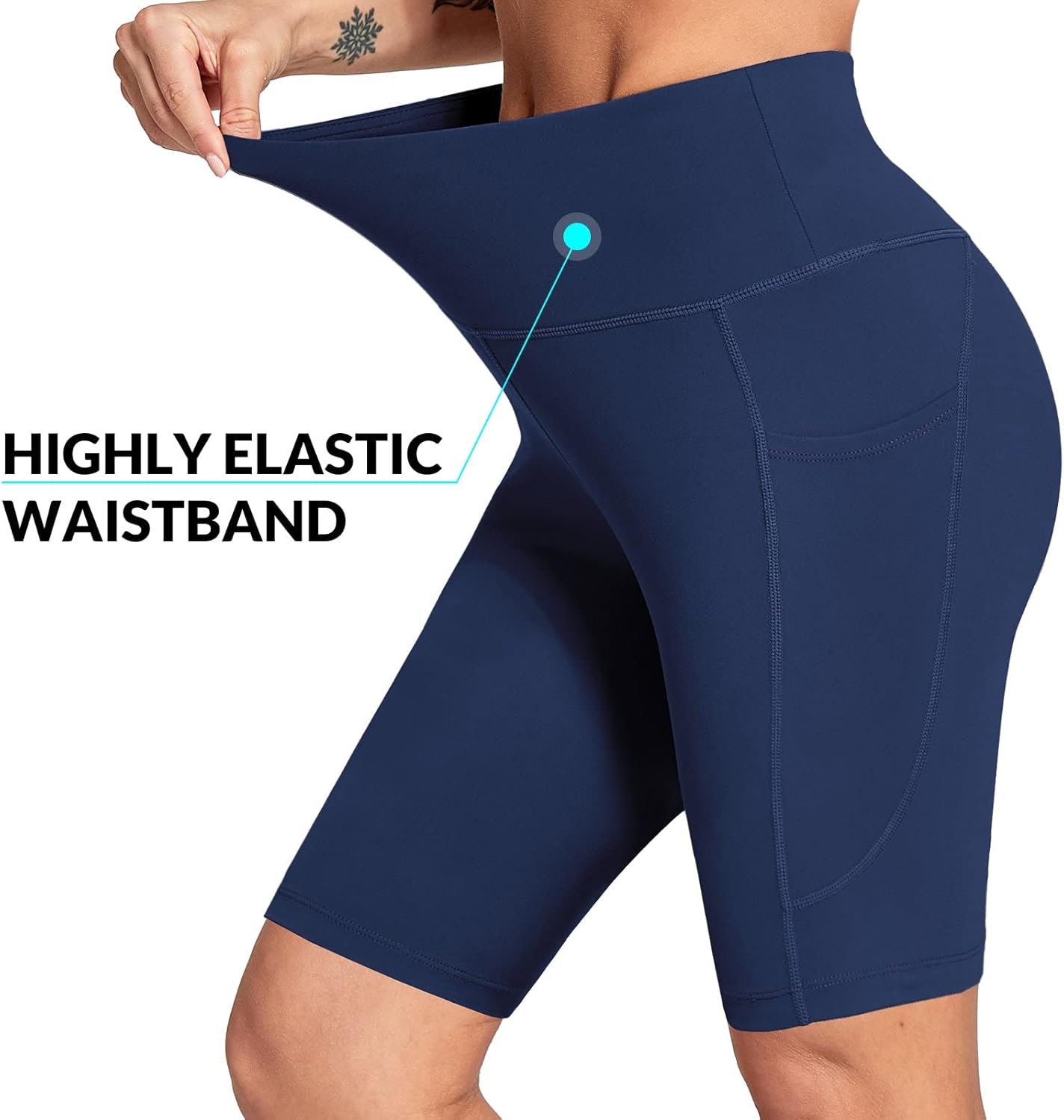 baleaf Women's 6"/8" High Waisted Biker Shorts with Pockets for Gym Workout Yoga Running Athletic