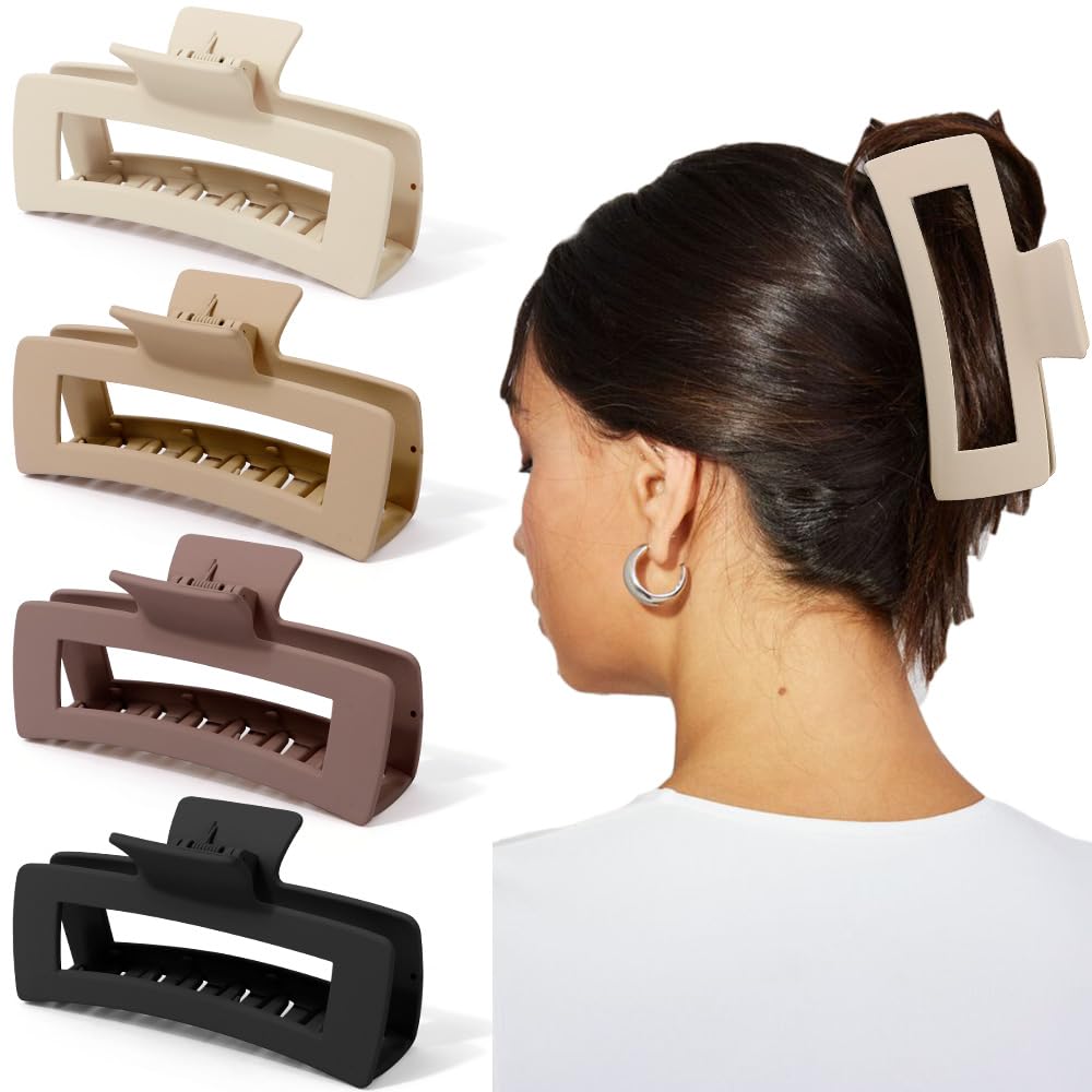 Ahoney 5 Inch Extra Large Claw Clips Big Hair Clips for Thick Long Hair, XL Giant Claw Clip Strong Hold Oversized Clip, Matte Banana Jumbo Jaw Clips,
