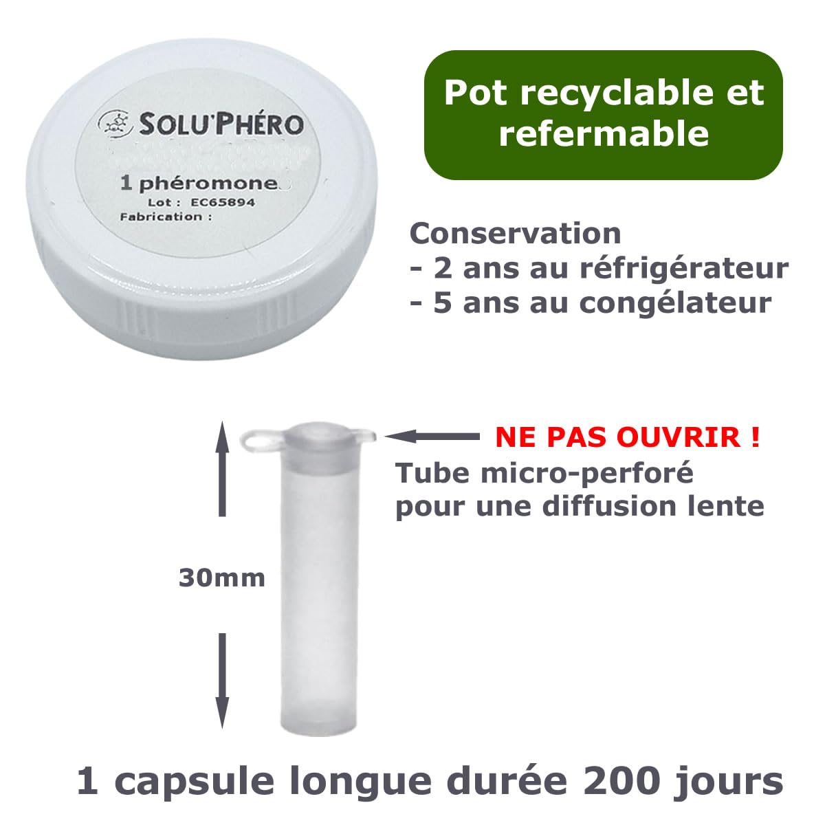 SOLUPHERO - Kit Piège Entonnoir Funnel Trap + phéromone Longue durée Contre la Chenille de la processionnaire du pin - Efficace 6 Mois (200 Jours) - Lutte Biologique - A Installer de Juin à Septembre
