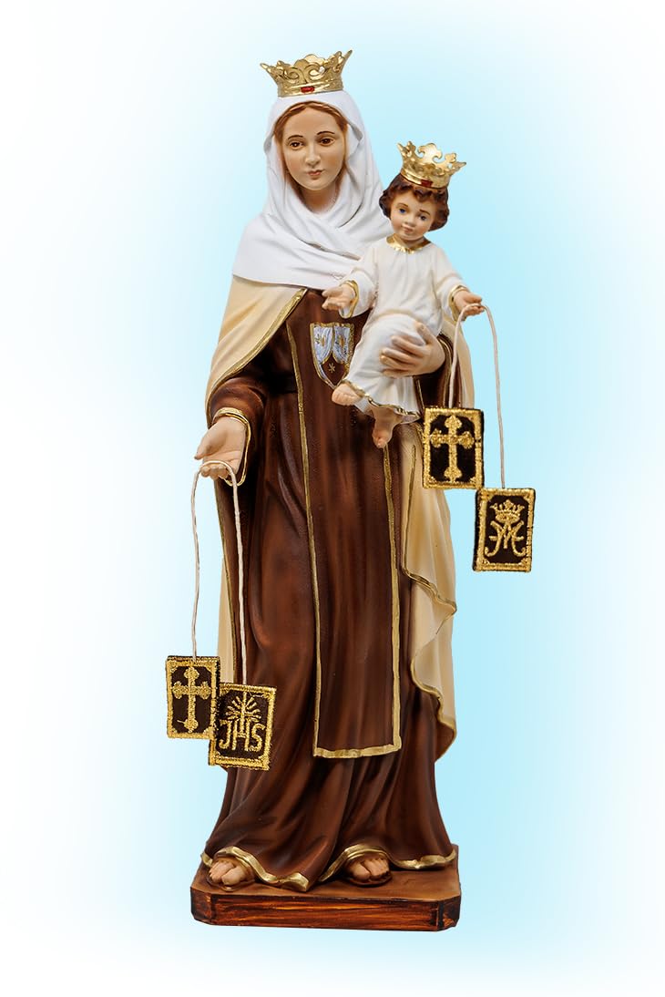 Generico Statua della Madonna del Carmine cm 30 (11,81 inches) in resina decorata a mano di produzione artigianale italiana