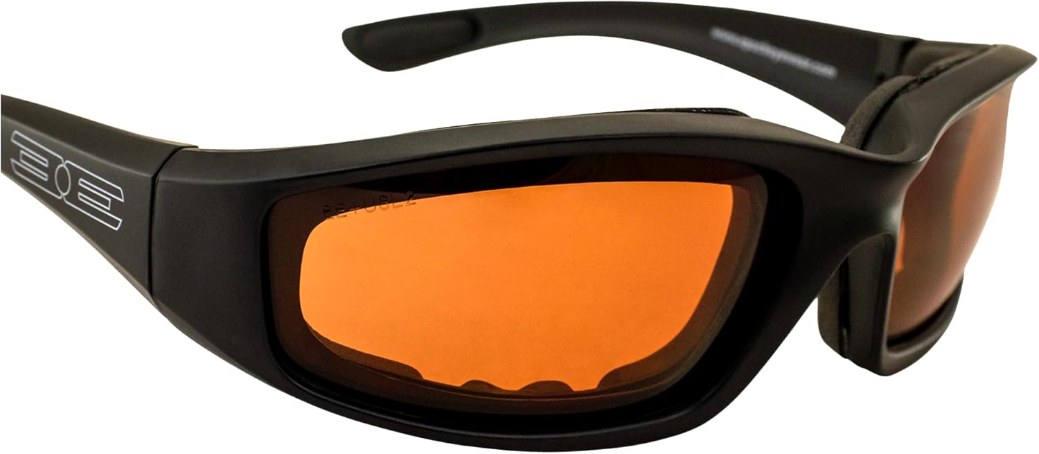 Epoch Eyewear Foam Padded Motorcycle Sunglasses 2 Pair Black Frames w/Amber Lens and Smoke Lens - Image 5