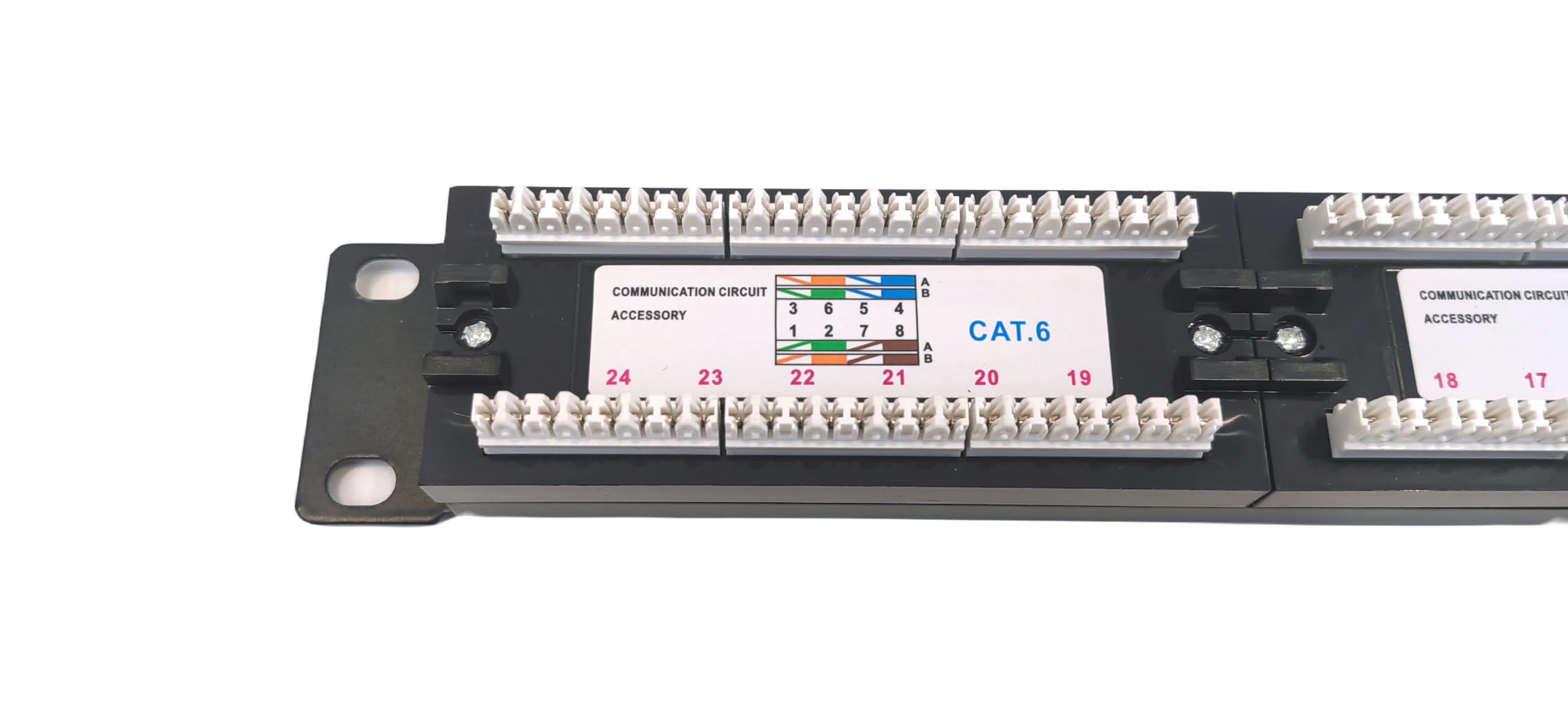 Panneau de brassage 24 ports Cat6 10G, panneau de brassage réseau UTP 48,3 cm, panneau de brassage Ethernet 1U à montage mural pour câblage Cat6, Cat5e, Cat5 (24 ports)