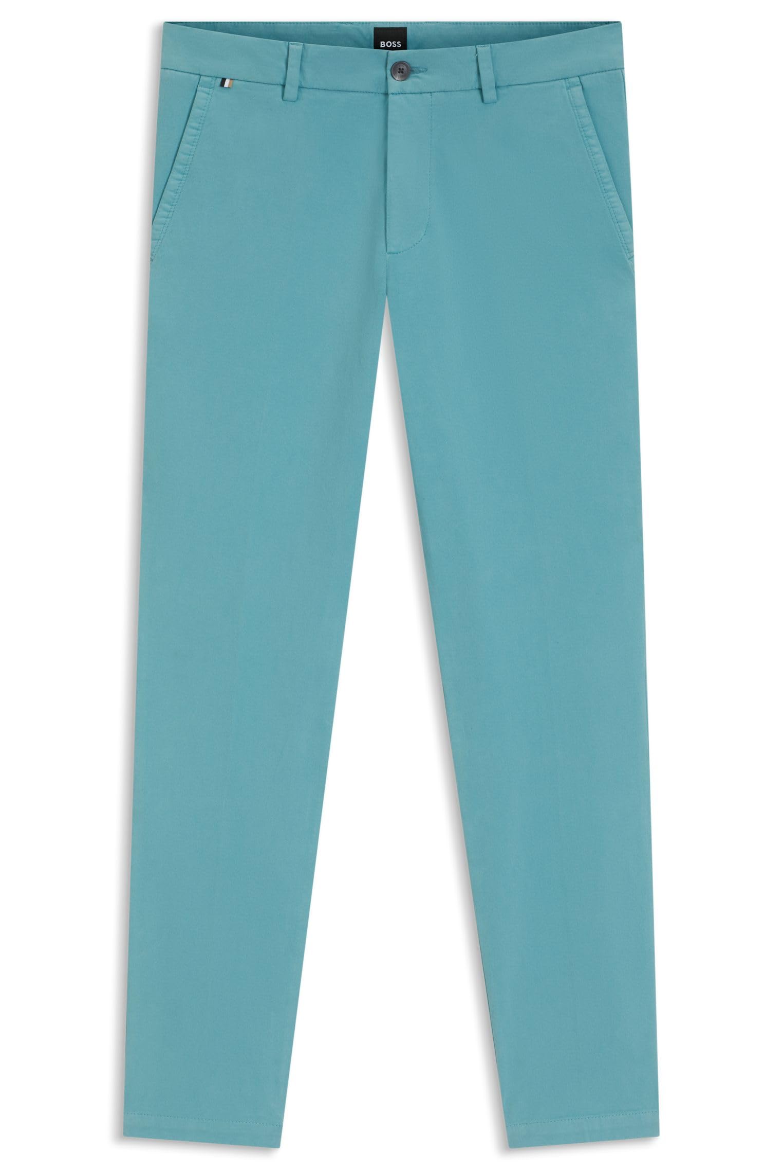 BOSS Herren H-Kaiton1 Slim-Fit Hose aus elastischer Baumwoll-Gabardine