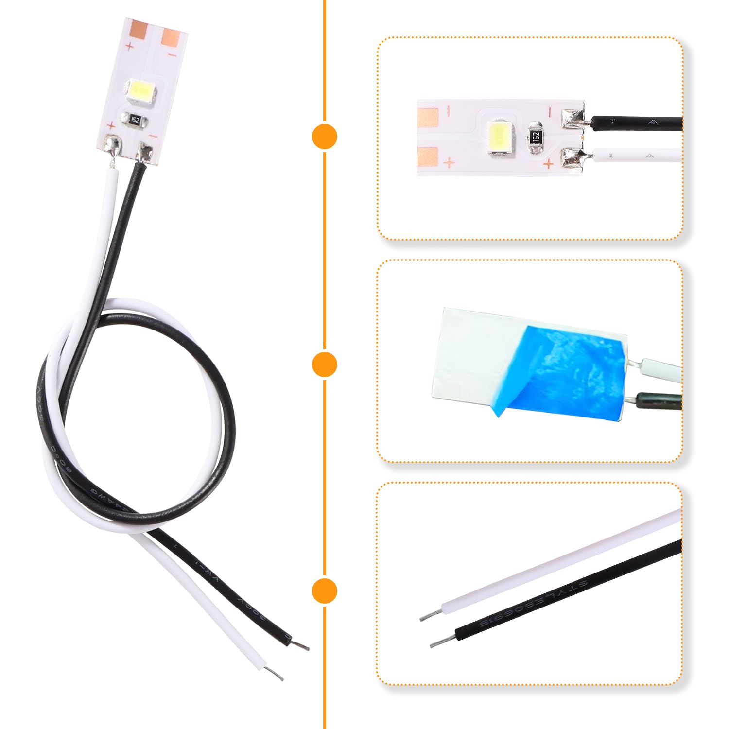 Lyeteung 15 PCS 17mm 12V - 18V Pre Wired Strip, 2835 SMD LED Model Railway LED Lighting, White, 17mm - 15pcs - Image 3