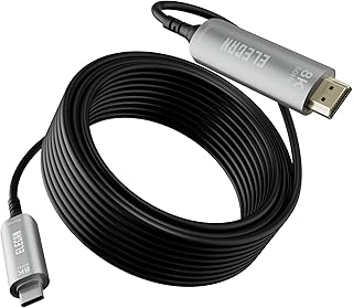 Elecan 8K Fiber Optic USB C to HDMI Cable 25 Ft, 8K@60Hz 4K@120Hz, HDR, Active Optical USB 3.1 Type-C to HDMI 2.1 Cord Compatible Thunderbolt 3/4 for Galaxy MacBook Pro/Air iPad Pro Surface Dell HP
