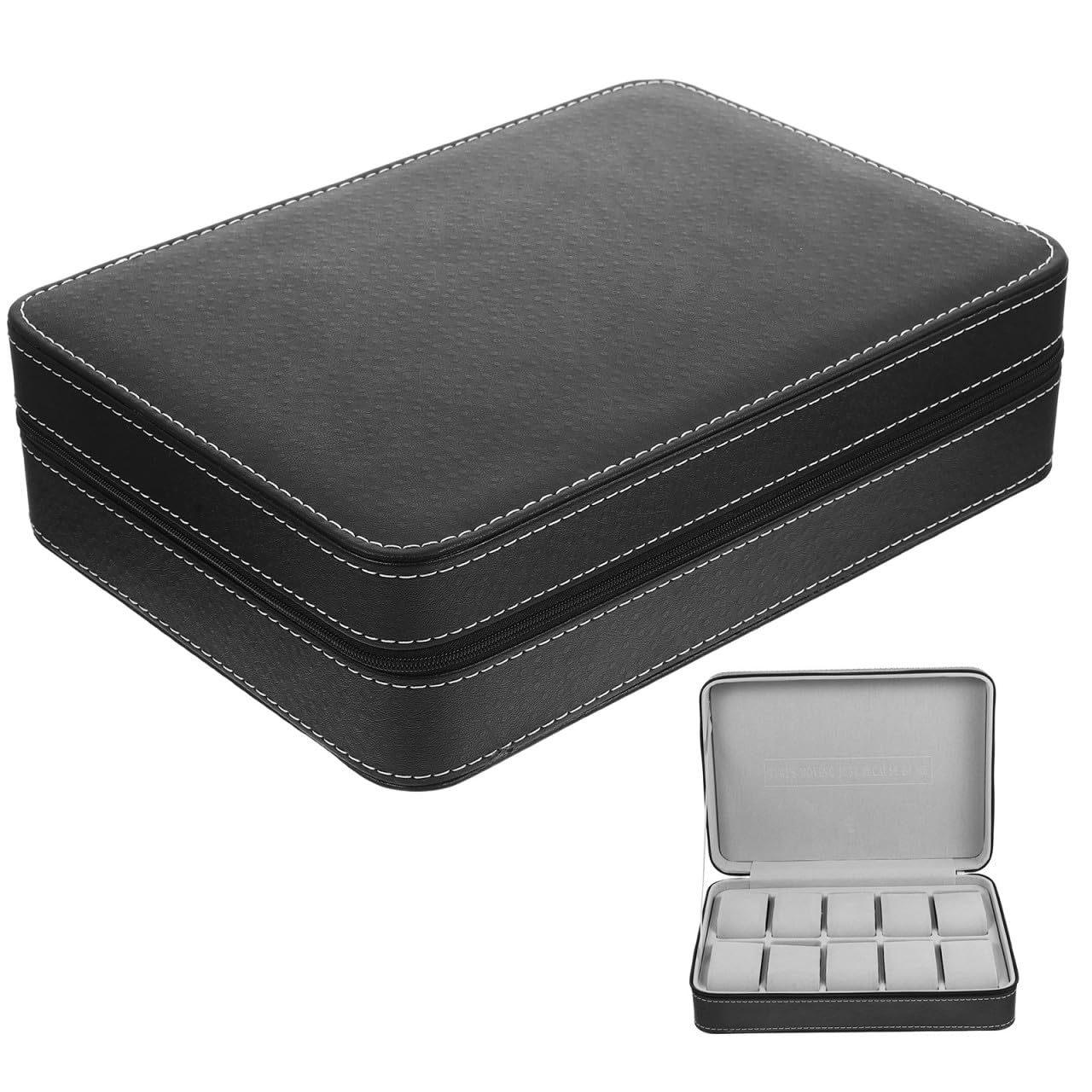 Uhrenbox Uhren Organizer mit Reißverschluss Tragbar Kratzfest Pu Leder Schwarz für Armbanduhren Schublade und Schreibtisch im Büro
