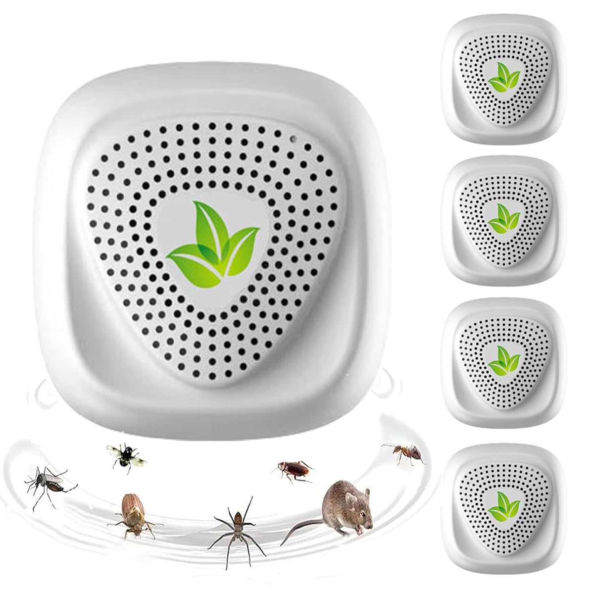 Repellente de plagas ultrasónico, Control electrónico de plagas repelente de mosquitos de 4 paquetes, Seguro para Humanos y Mascotas, Contra Cucarachas, Arañas y Hormigas para Hogar - 2