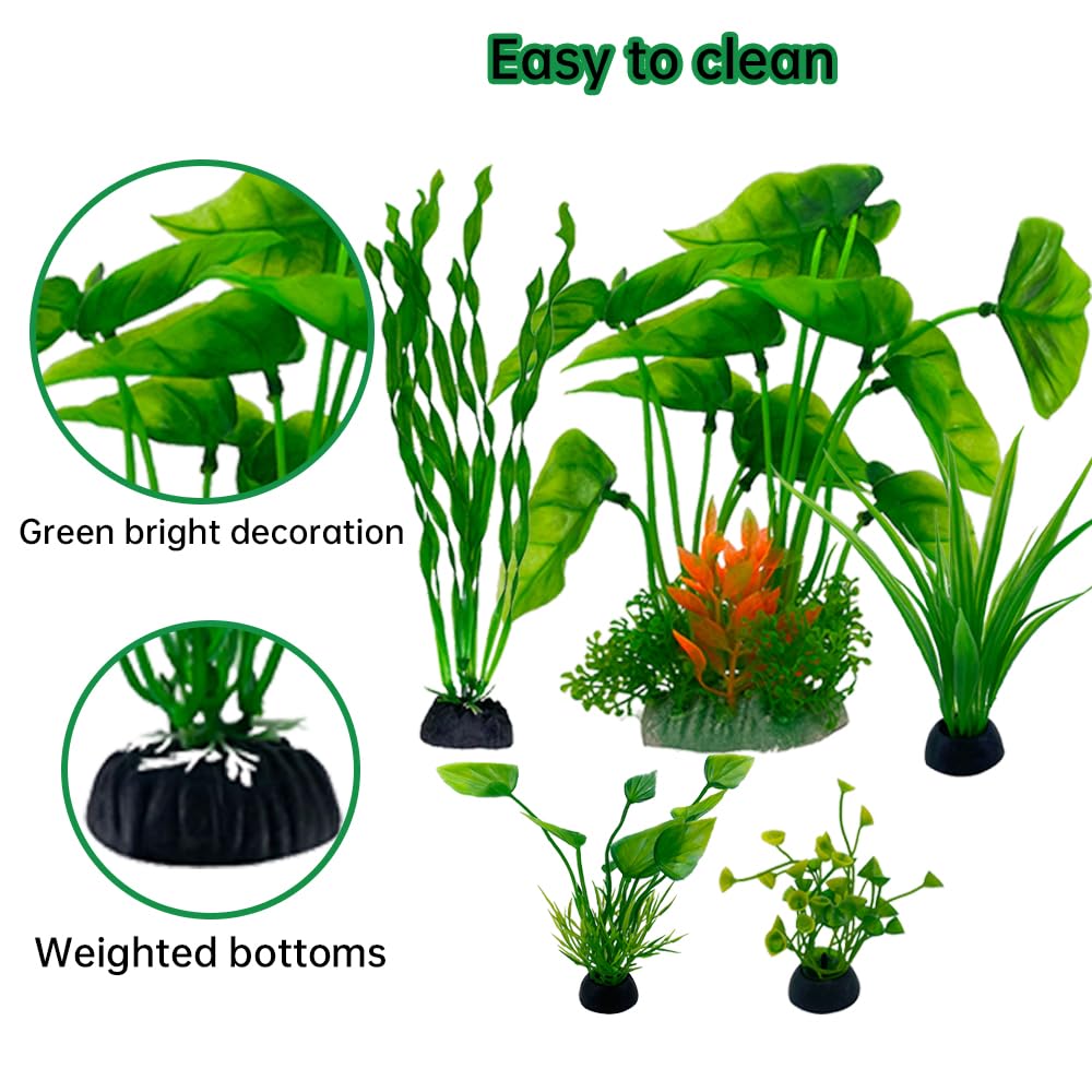 Décoration pour Aquarium, Vert Plastique Plantes d'ornement pour Aquarium, Décoration pour Aquarium Poissons (25pcs Vert C)