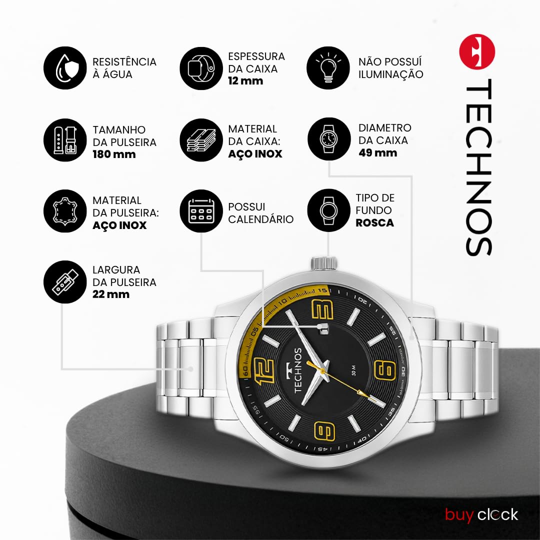 Relógio Masculino Technos Aço Prata Mostrador Preto Fosforescente Calendário 50M Resistente Água Pulseira Inox Analógico 2115KLM1L em promoção! Veja a oferta e mais achadinhos de Relógios de pulso 3 Hoje é o melhor dia para comprar Relógio Masculino Technos Aço Prata Mostrador Preto Fosforescente Calendário 50M Resistente Água Pulseira Inox Analógico 2115KLM1L com aquele preço maroto! Promoção! Aproveite a oferta! 3