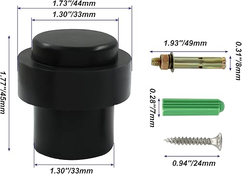 Miniatura 5 de Zorveiio Tope de puerta cilíndrico negro mate, tope de puerta de piso resistente de 1.8 pulgadas con junta de goma, topes de puerta de acero