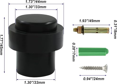 Cylindrical Door Stop, Matte Black, 1.8 Inch