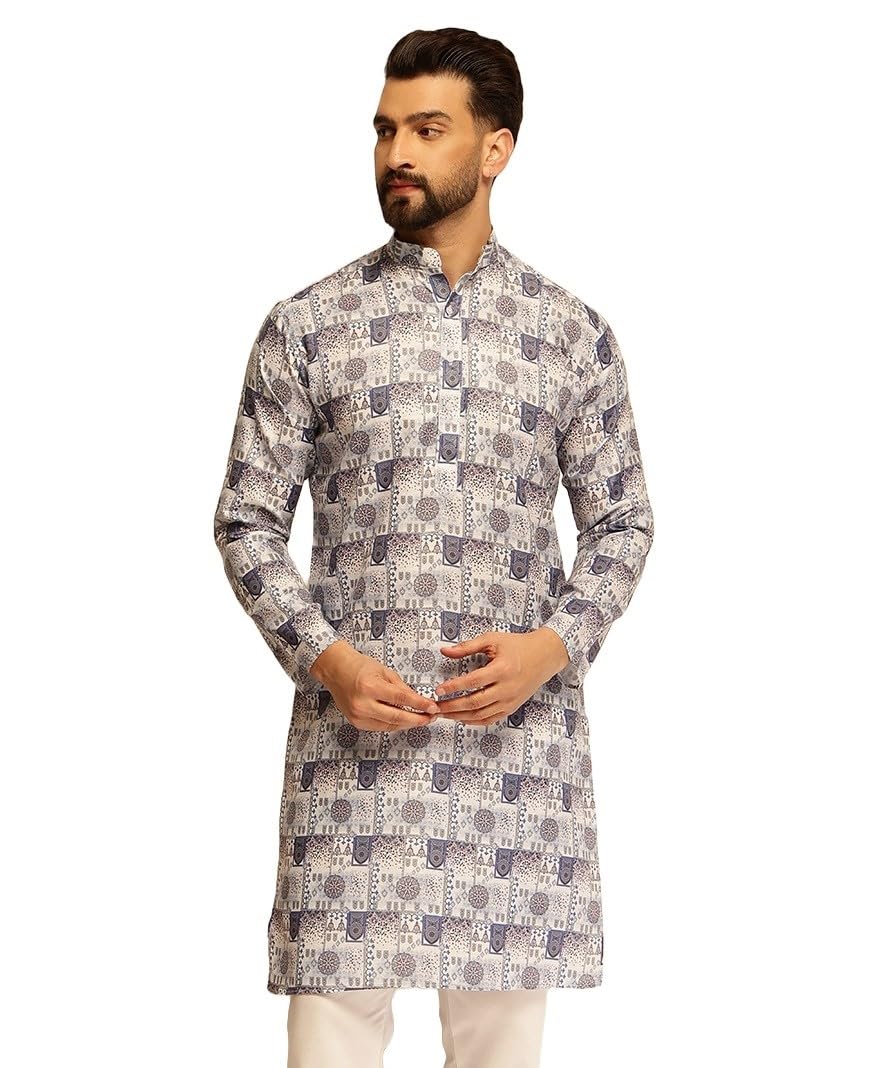 sojanya (Since 1958 Men's Cotton Silk Multi Thread Embroidered Long Kurta-picture-29