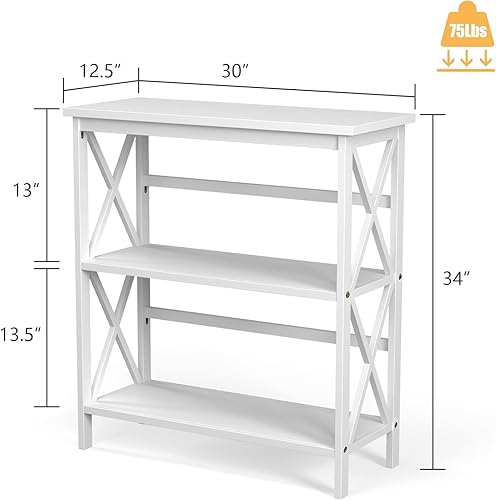 Miniatura 3 de Tangkula Estantería y estantería de 3 niveles, estantería abierta de madera, estantería Etagere de diseño X para el hogar, sala de estar, oficina,