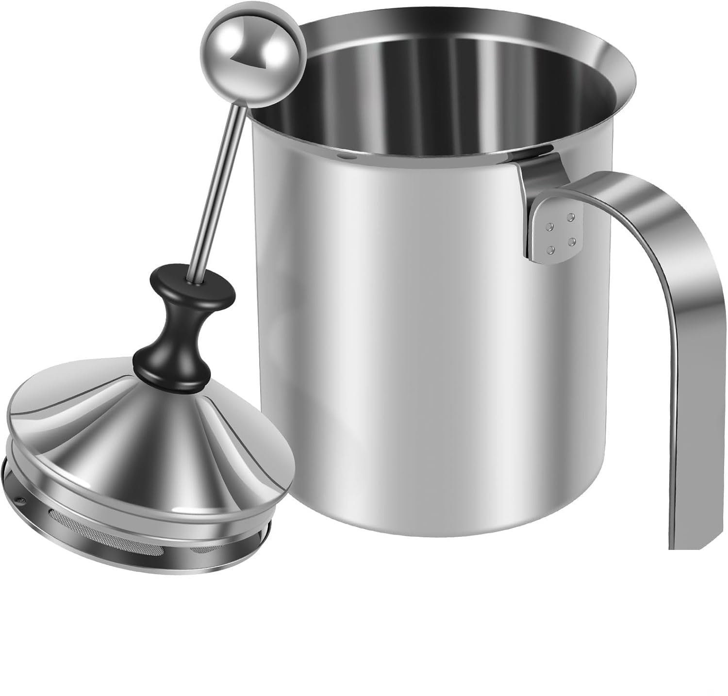 Sakar Stainless Steel Milk Frother - Double Mesh Manual Cream Foamer & Pitcher Handheld Frothing Whisker for Latte, Cappuccino, Hot Chocolate, Coffee, Blender Foam Maker 400ml Non-Electric-image-3