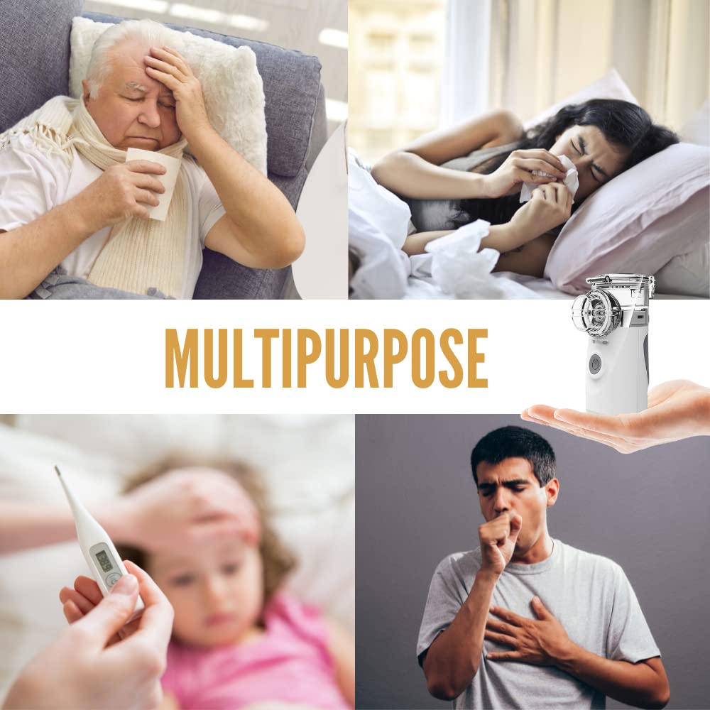 Nebulizador de Malla Portátil, Inhalador para Niños y Adultos, Inhaladores Eléctricos, Nebulizador Silencioso con Pilas AA (No incluídas) /USB, nebulizador de malla silencioso de tamaño bolsillo