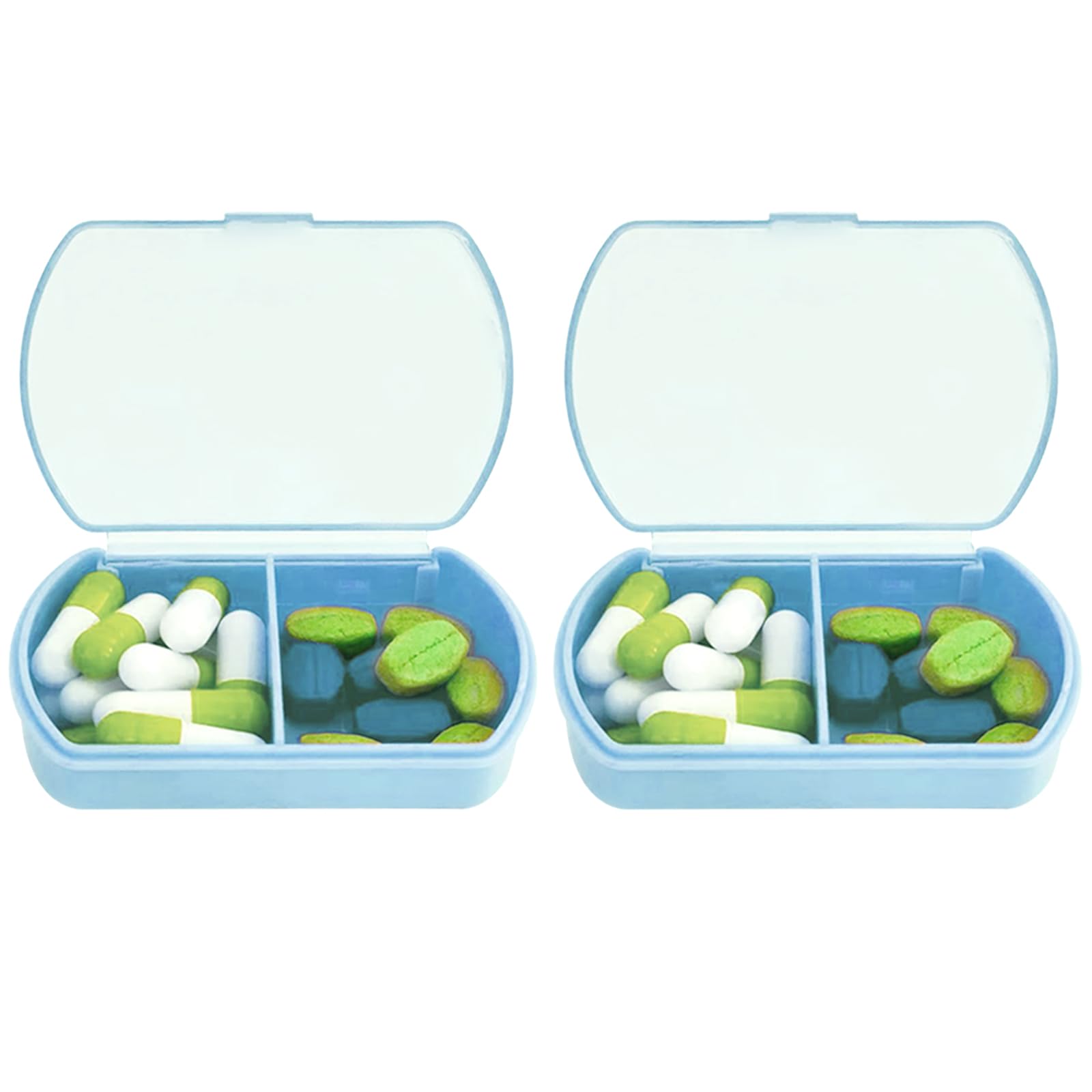 2PCS Small Pill Case Travel Pill Box Cute Pill Organizer for Purse Portable Daily Medicine Organizer 2 Compartment