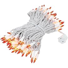 Novelty Lights 50 Feet 100 Bulb Amber Incandescent Mini Lights, White Wire