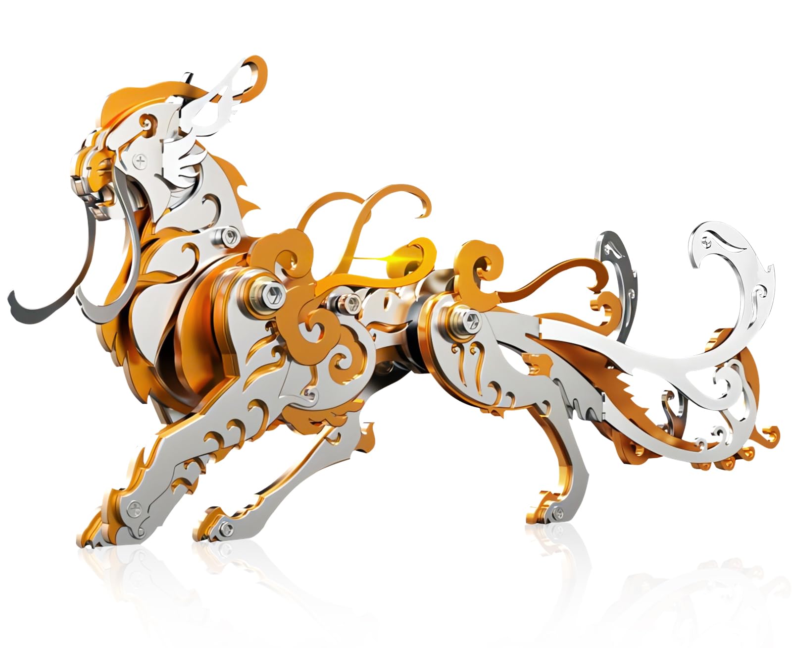 FILASLFT 3D Metal Puzzles,3D Metal Puzzle for Adults,Mechanical Model Kit Orange Lu Wu,Steel 3D Puzzles Stainless Steel Ornaments for Adults Home Decor Art Craft Gifts Toys