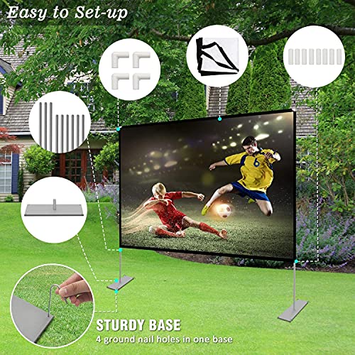 Projector Screen With Stand 100 Inch Portable Projection Screen 16:9 4K Hd Rear Front Projections Movies Screen For Indoor Outdoor Home Theater Backyard #TOP4