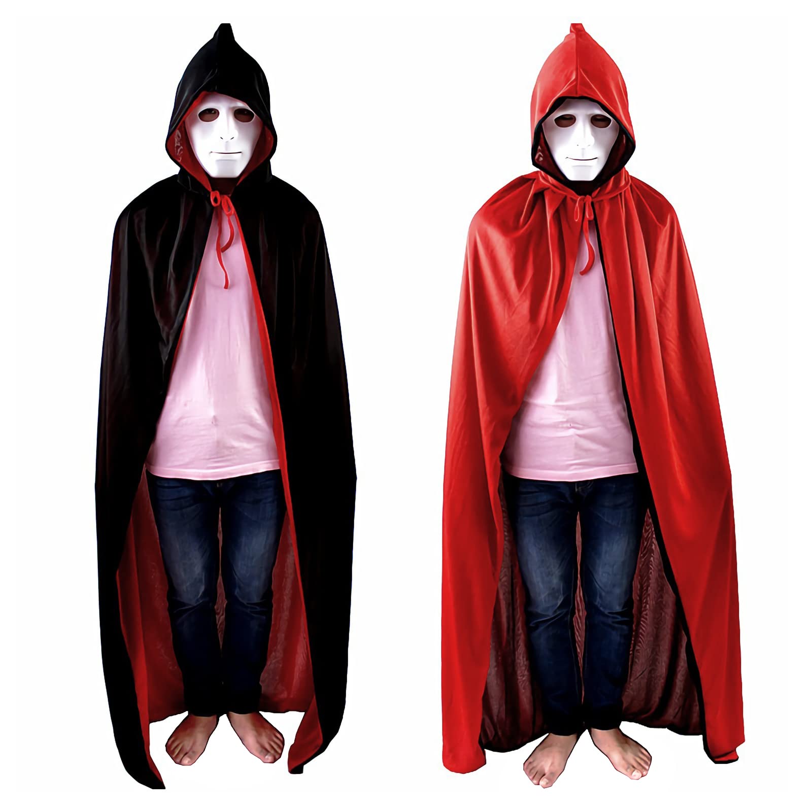 Amazon.co.jp: [LONTG] ハロウィン マント 死神マント 赤黒 フード付き