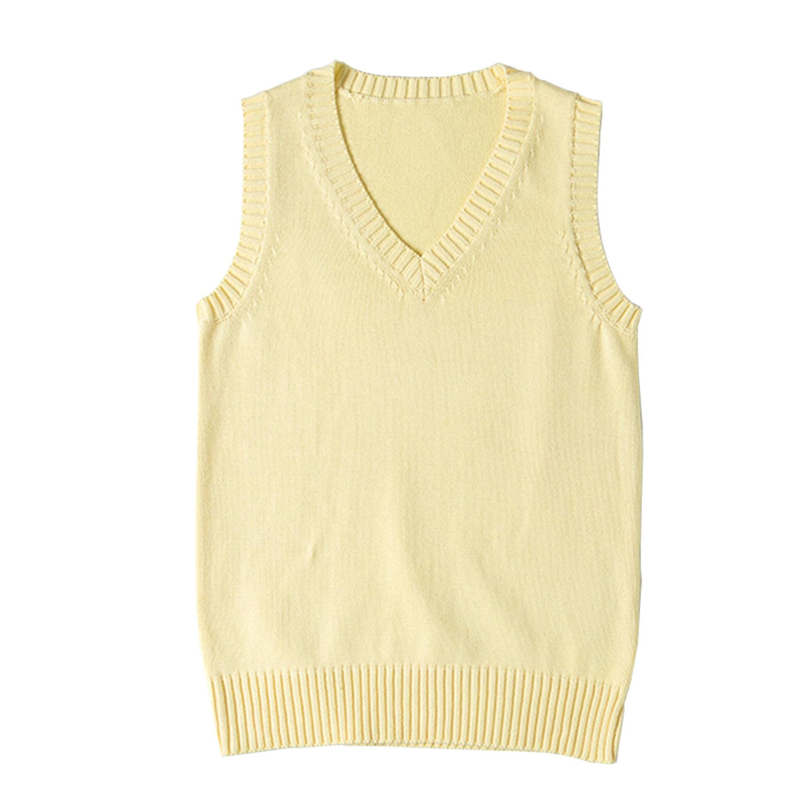 ZUEVI Womens Sweater Vest Classic V Neck Uniform Pullover Knitwear Tops Sleeveless Knitted Sweaters Vests