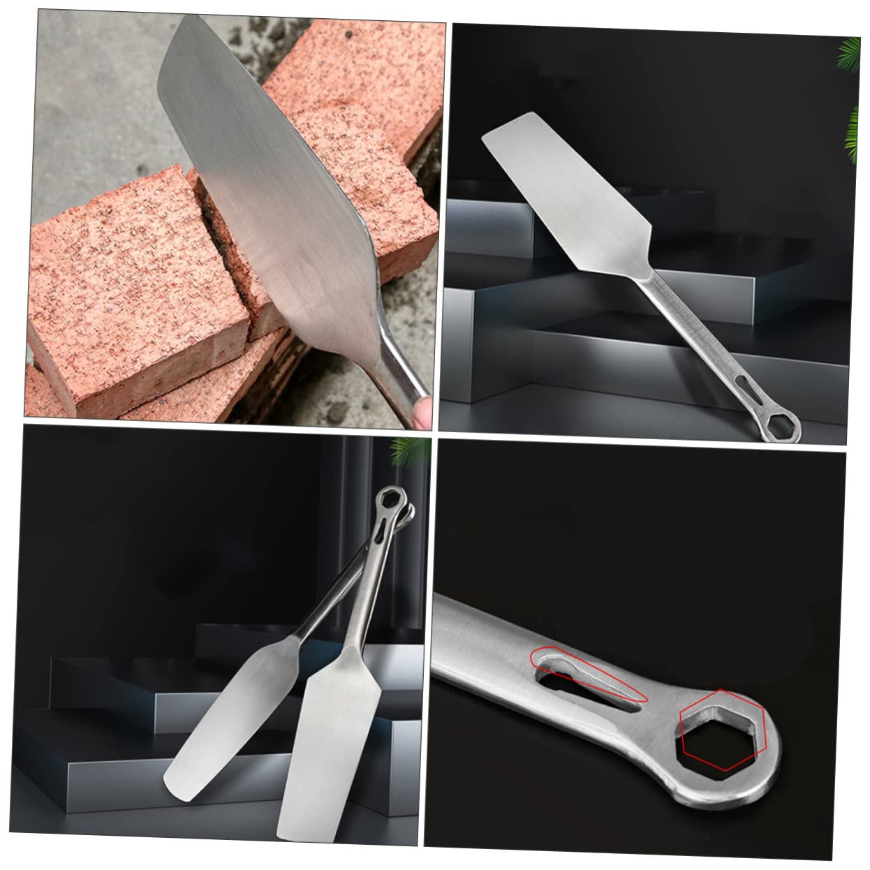 DOITOOL Truelle à Plâtre Couteau à Enduire Multifonction en Acier Inoxydable Argenté Outil de Coupe Pièce Forgée pour Travaux de Maçonnerie