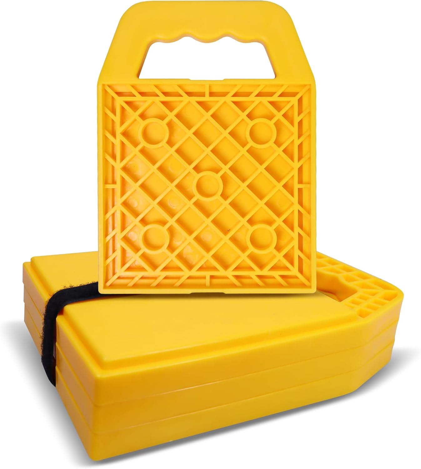 4Pack Camper/RV Stabilizing Jack Pads – 6.5in X6.5in RV Leveling Pads with Easy-Grip Handles for Preventing Jacks from Sinking