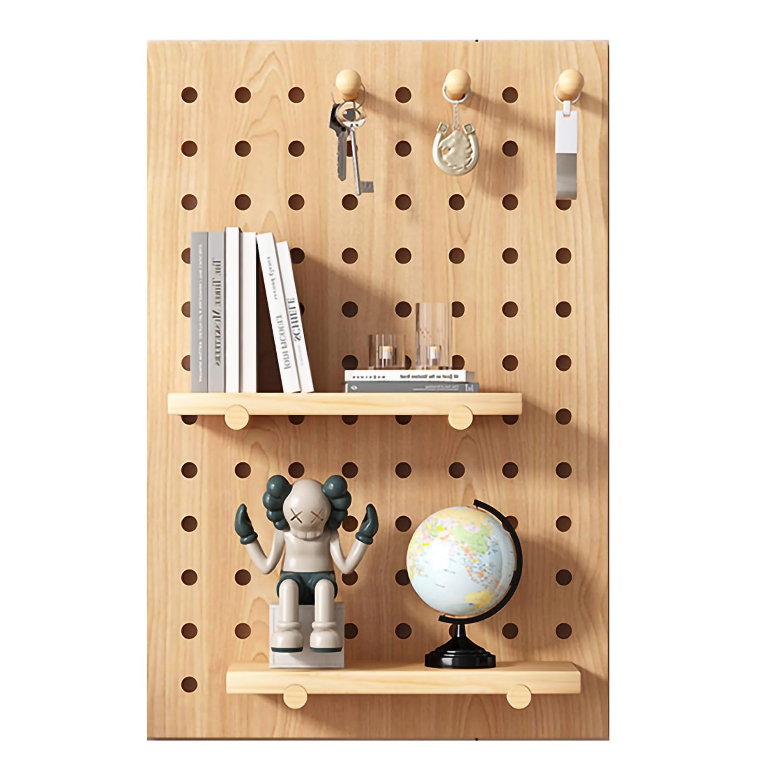 Generisch Pegboard-Wandhalterung, Display-Pegboard aus Holz, Garagen-Pegboard-Wand-Organizer, Pegboard-Panel-Kit, Installationszubehör für Küche, Wohnzimmer, Büro (braun, 40 x 60 cm)