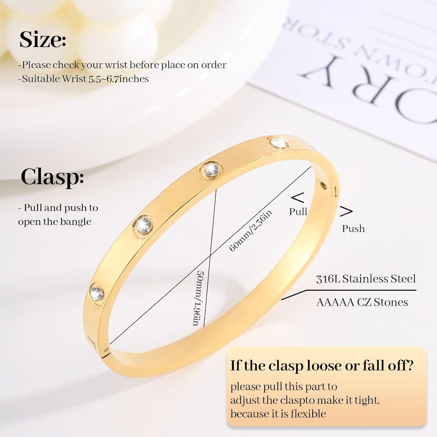 Gold Bracelets for Women-4Pcs/3Pcs,18K Gold Plated Bangle Tennis Bracelets Stack Set for Women Trendy Non Tarnish Stainless Steel Gold Bangles Accessories Designer Jewelry - Image 5