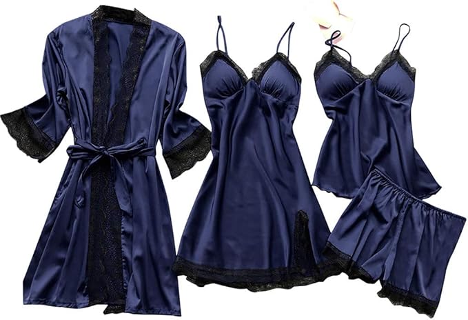 Generisch 2027 Robe Pyjamas Night Dress Baby Doll Lace Underwear Women Night Clothing Silk Dress Set