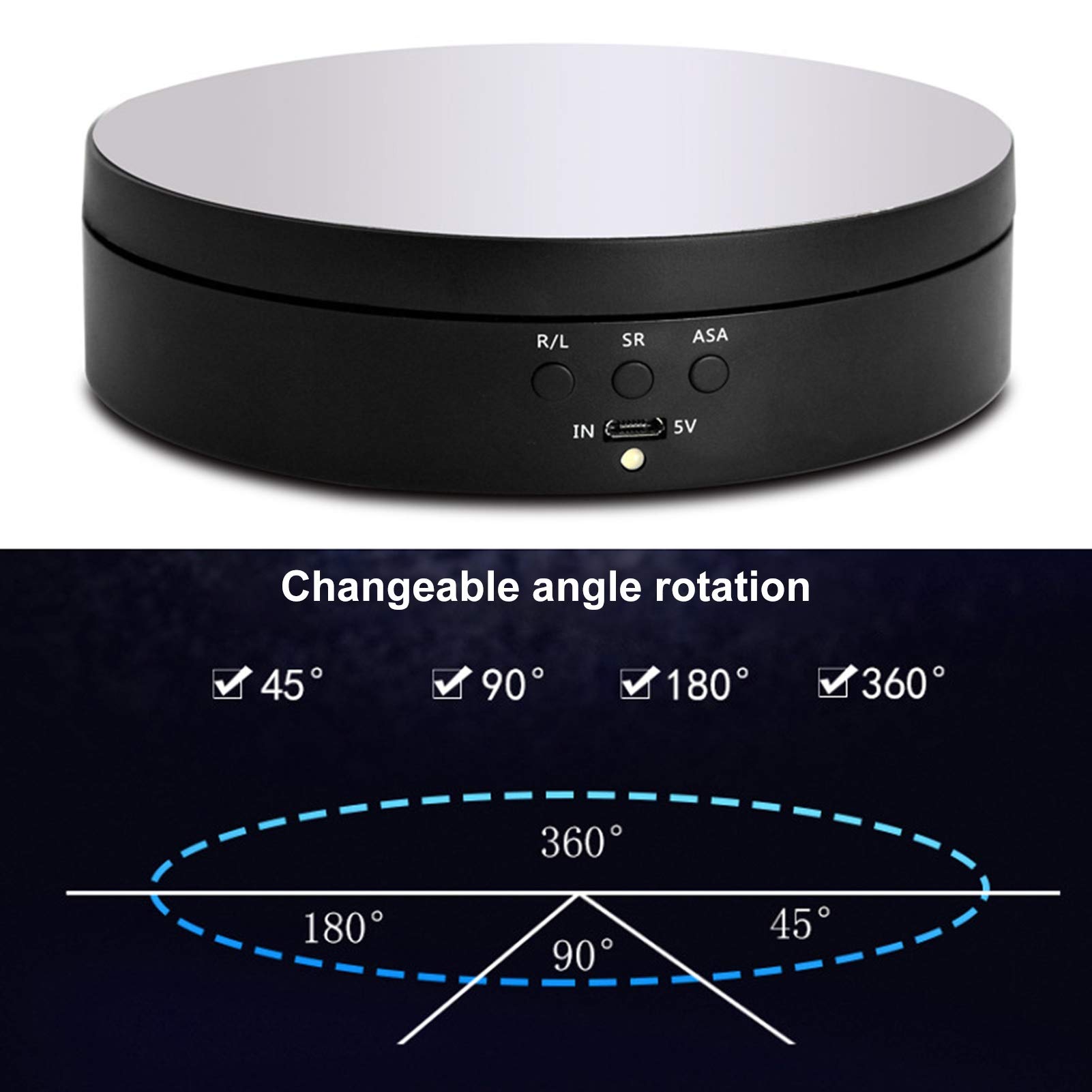 Ejoyous Giradischi Elettrico 360° Con Telecomando – Velocità Regolabile, Carico 10 Kg Per Fotografia E Vetrine