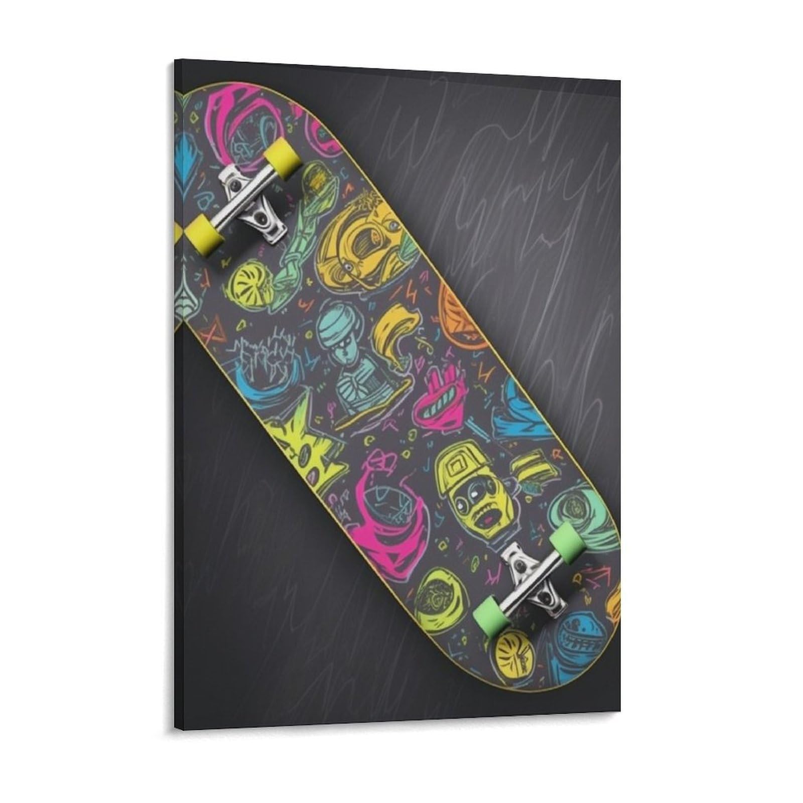 NTVOWPZO Graffiti Skateboard Canvas Wall Art for Bedroom 12x16inch Canvas Prints Artwork for Walls Modern Picture Artwork Painting for Living Room Aesthetic Wall Paintings for Bathroom Kitchen Office