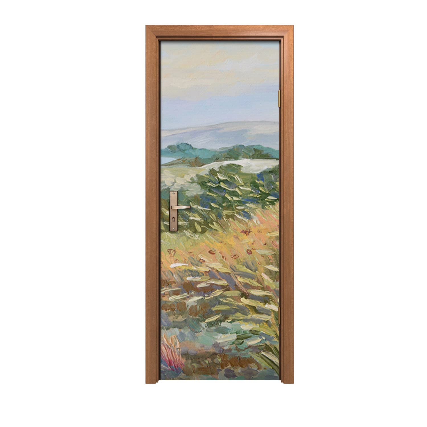 Autocollant de porte paysages 70x200cm sticker mural prairie