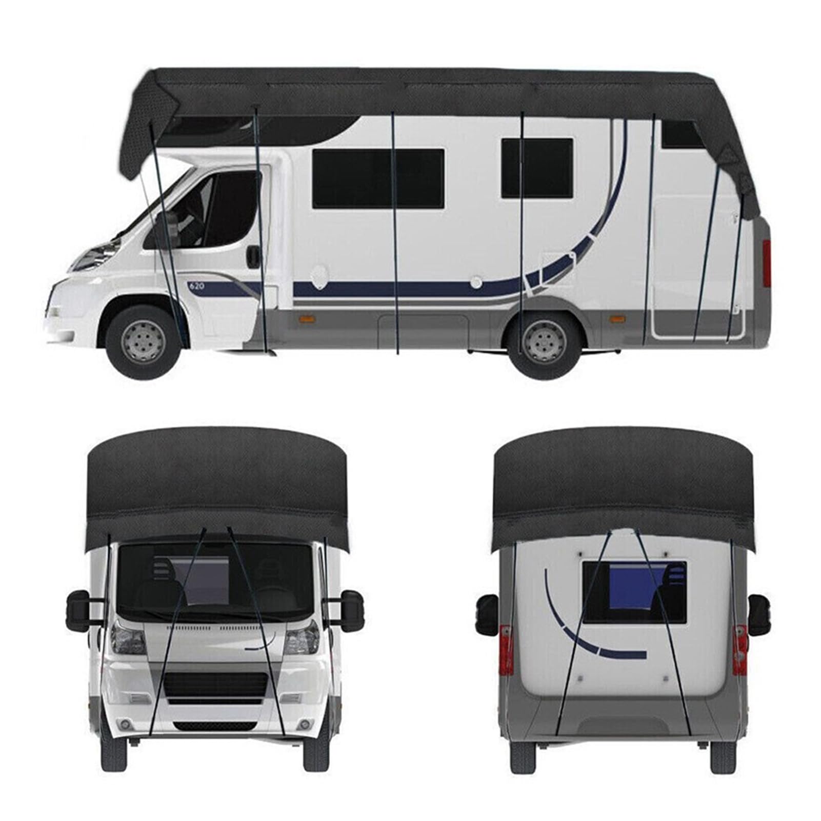 Pokrowiec na kampera, 210D Oxford Popup & Truck Camper, wodoodporna i chroniąca przed słońcem, składany, ciężki blat kampera z wysuwanymi paskami, do samochodu podróżnego, niebieski, 13 x 3,0 m