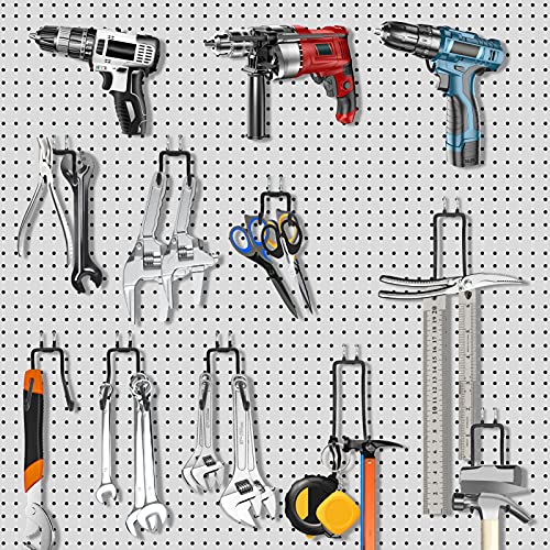 15Pcs Pegboard Double Hooks Drill, Yocomey Premium Metal Pegboard Accessories For Power Drill Holder Tool,Pegboard Hook For Organize Tools,Garage Storage,Workbench (3 Shapes) #TOP6
