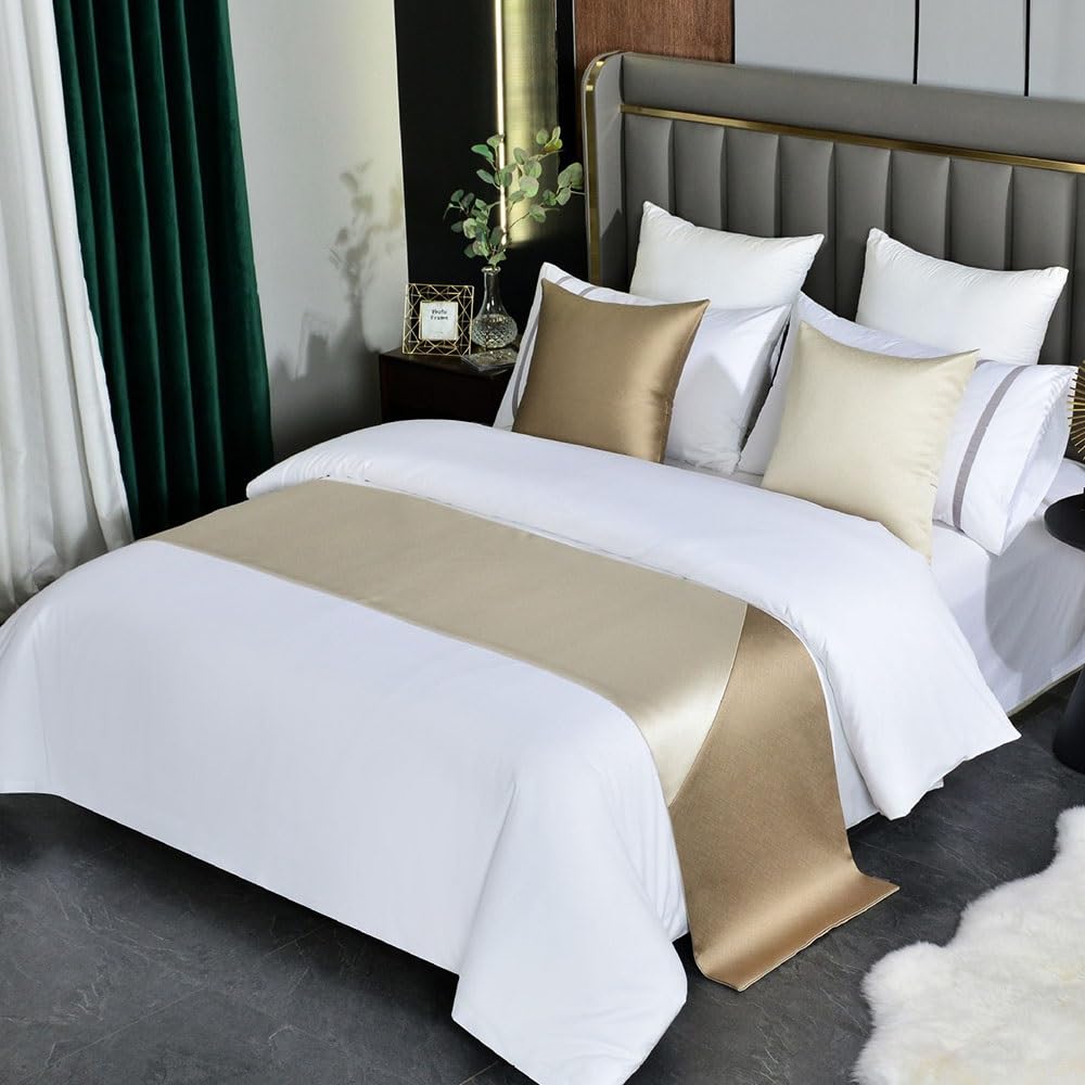 HIQACTLIF Bed Runners,Modern Minimalist Splicing Bed Runner, Bed Runner For Foot Of Bed, Bedding Scarf Protection For Hotel Guesthouse